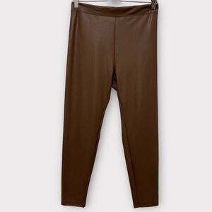Bershka Brown Faux Leather Pull On Leggings Size Large